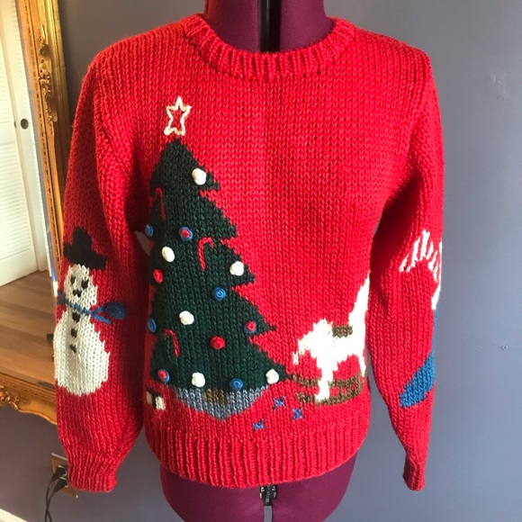Vintage Hand Knit Christmas Sweater - Picture 1 of 3